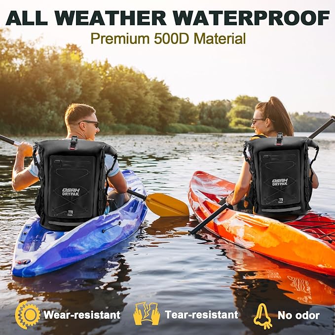 Waterproof Backpack Dry Bag 35L/55L/85L ā Heavy Duty Roll-Top Hiking Backpack for Travel, Kayaking, Boating, Camping, Rafting and Fishing
