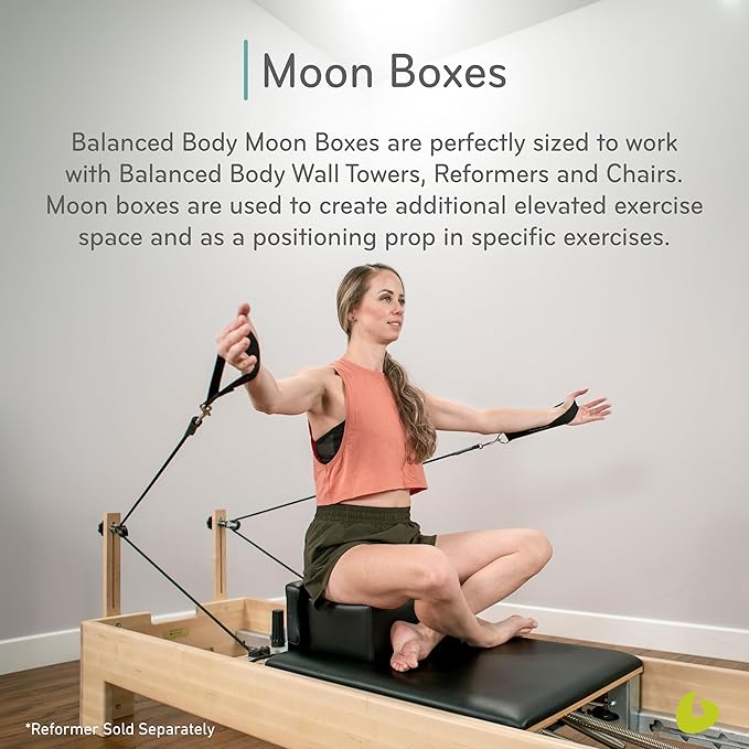 Balanced Body Moon Box, Pilates Box for Reformer, Wall Tower, or Floor Workouts, Pilates Workout Equipment for Home Gym or Studio Use, Black