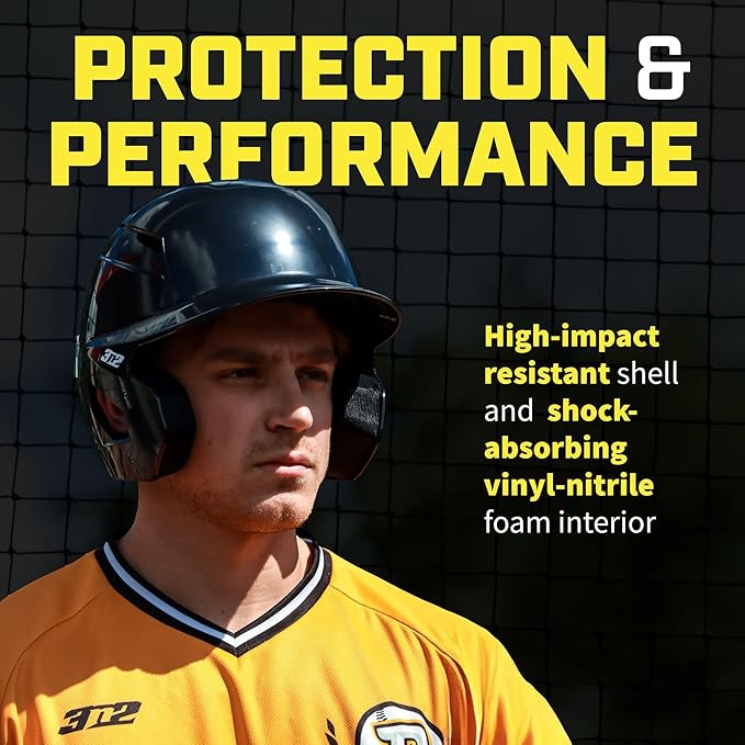 3N2 Pro Clutch Baseball Helmet - Ventilated High-Impact Shell, Moisture-Wicking Padding - Glossy