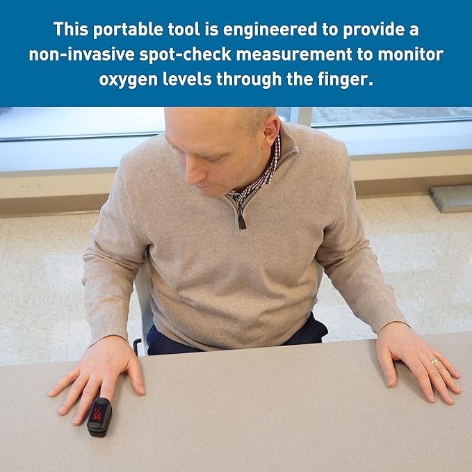 BodyMed Fingertip Pulse Oximeter Blood Oxygen Saturation Monitor with LED Display - Lightweight and Easy to Use - Lanyard and Batteries Included