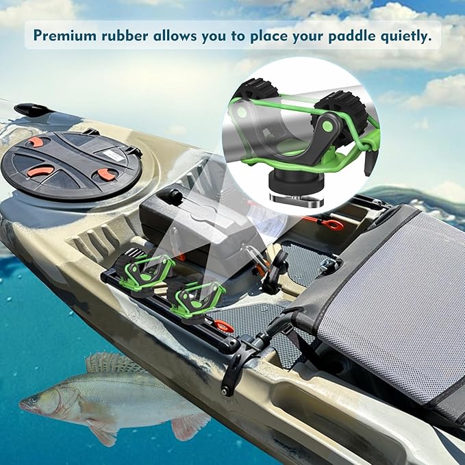 1005 2 PCS Kayak Paddle Holder with Rubber Ring Rollers Fits Various Shaft Diameters for Holding Paddle, Rod, Net and More – Improved Compatibility for Fishing Kayaks