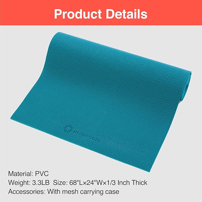 Yoga Mat with Carry Strap for Yoga Pilates Fitness and Floor Workout at Home and Gym Non-slip 9 colors