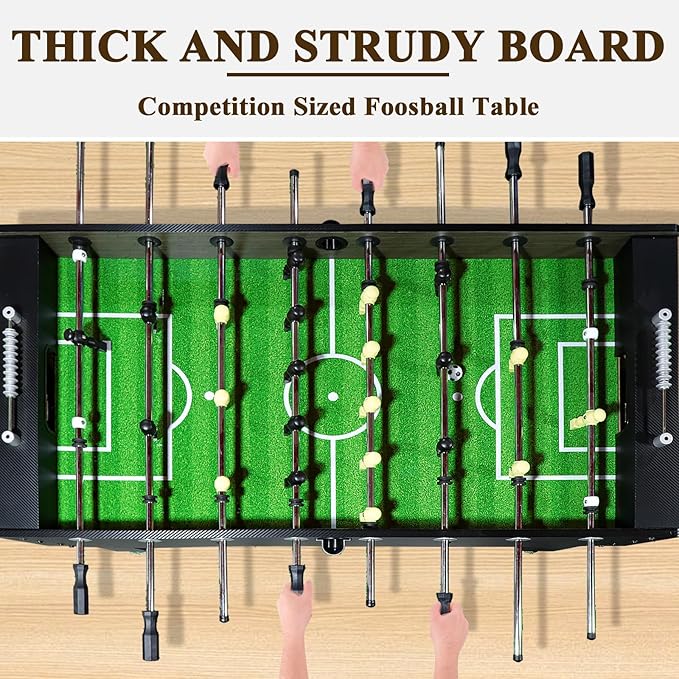 Seydrey 55-Inch Competition Foosball Table, Black, with Chrome-Plated Steel Rods