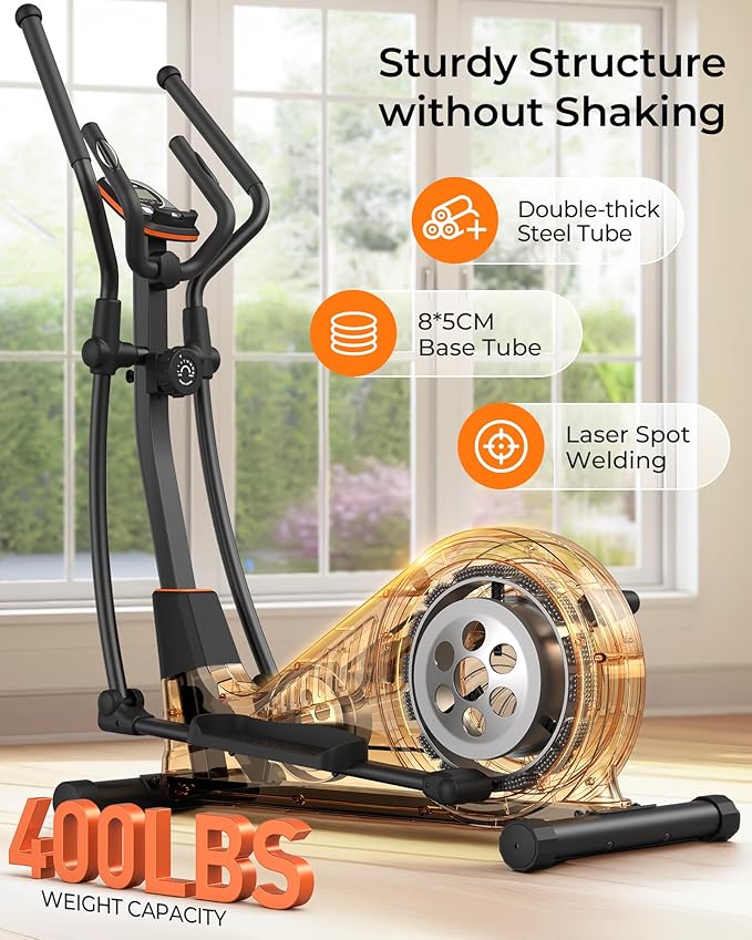 Niceday Elliptical Machine, Elliptical Exercise Machine for Home with Hyper-Quiet Magnetic Driving System, Elliptical Trainer with 15.5IN-20IN Stride, 16 Resistance Levels, 500LBS Loading Capacity