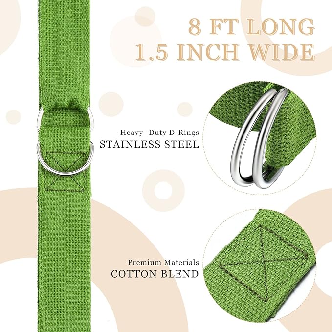 6 Pcs Yoga Strap for Stretching 8 Ft Yoga Exercise Adjustable Straps Bands with Safe Adjustable D Ring Buckle for Pilates Gym Workouts Fitness Improves Sitting Posture