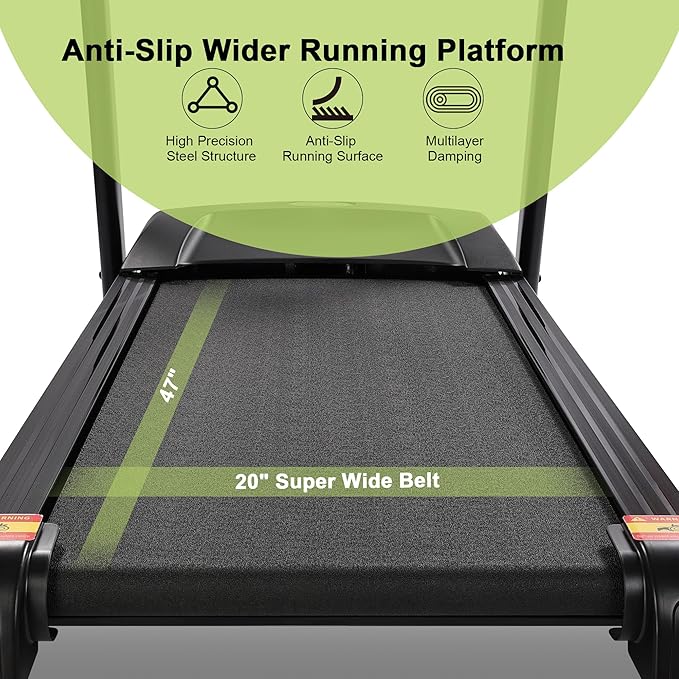 Treadmills for Home, Treadmill with 0-15% Auto Incline, 4.0HP Folding Electric Treadmil, 20" Wide Running Machine with Bluetooth Speaker & Pulse Monitor, 350 LBS Weight Capacity