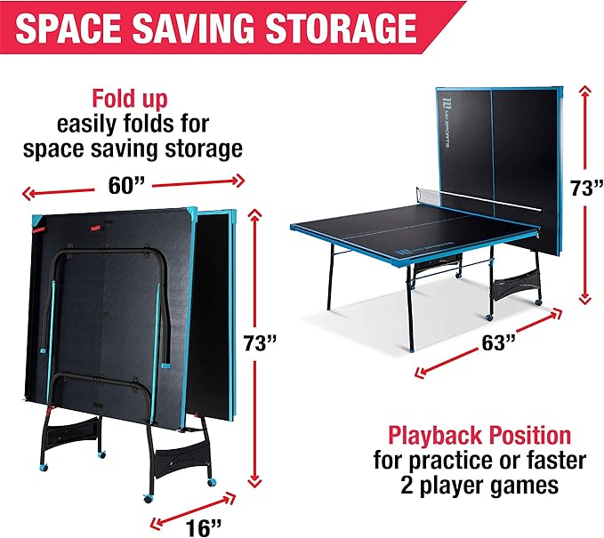 MD Sports Table Tennis Tables Multiple Styles Ping Pong Tables, Foldable for Easy Storage with Nets Included, Perfect for Family Game Rooms