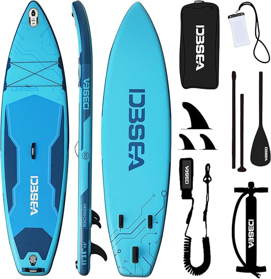 11 ft Extra Wide Inflatable Paddle Board with Accessories, Stand Up Paddleboard for 2 Person, All Around SUP Board for Adults, Fishing, Yoga