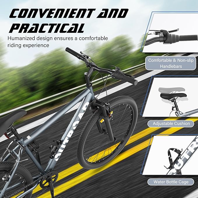 Beterland 26 Inch Mountain Bike, 1/7/21 Speed Comfort Bike wth Dual V Rakes, Bikes for Adults with Front Suspension and High Carbon Steel Frame, Bicycle with Adjustable Ergonomic Seat