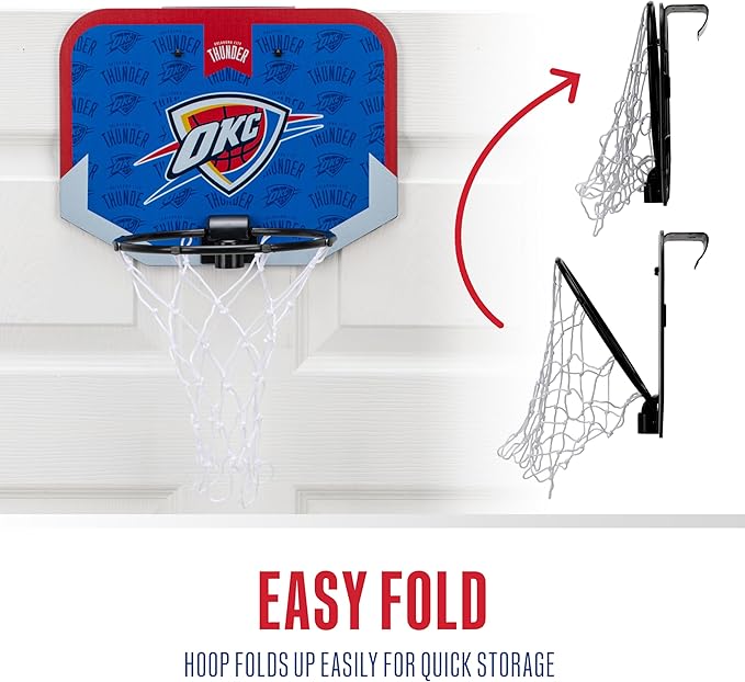 Franklin Sports NBA Team Over The Door Basketball Hoop - Kids Indoor Mini Basketball Hoop with Basketball - NBA Fan Shop Mini Hoop for Bedroom & Office