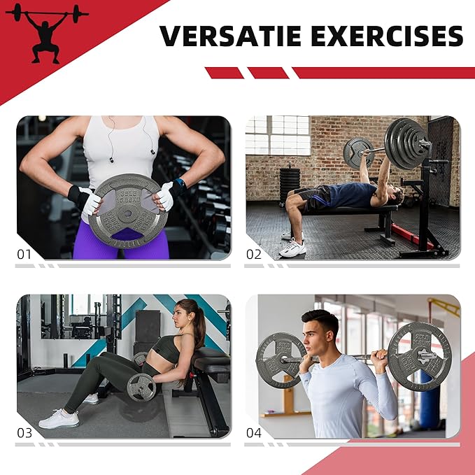 Cast Iron Gym Weight Plates | 1" and 2" Olympic Bumper Plates for Weightlifting, CrossFit, Deadlift, and Squat