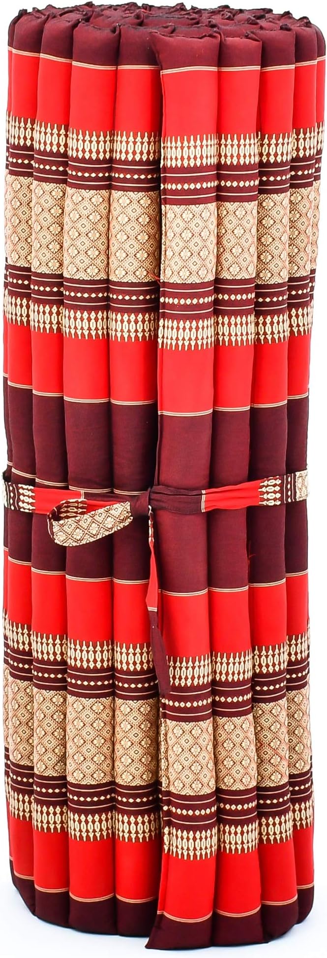 Leewadee - Kapok Roll Mat – Handcrafted Folding Sleep & Relaxation Mattress from Thailand, Ideal as Guest Bed, Camping Mat, Yoga Mat or Traditional Futon, 75 x 39 inches, Red