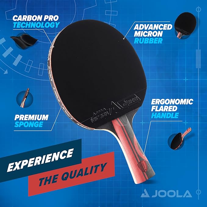 JOOLA Infinity Edge - Tournament Performance Ping Pong Paddle w/ Carbon Pro Technology - Black Rubber on Both Sides - Competition Ready - Table Tennis Racket for Advanced Training - Designed for Speed