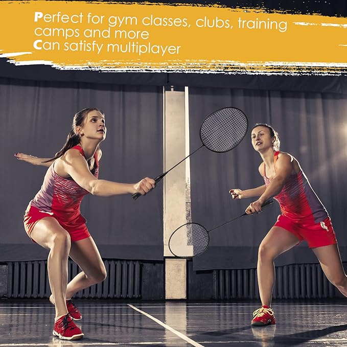 Wettarn 12 Pcs Badminton Rackets Bulk with 18 Nylon Badmintons, Shuttle Set for Adults Teenagers Youth Beginners Advanced Player Backyard Gym Beach Outdoor