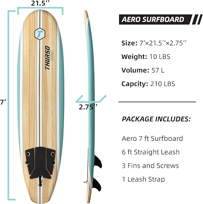 Thurso Surf 7/8 ft Soft Top Foam Beginner Surfboard for Adults and Kids Perfect Longboard for Surfing Beach Fun and Water Sports Lightweight and Durable Modern Design for All Levels of Surfers