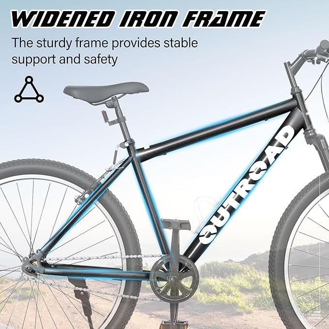 Betterland 26 Inch Mountain Bike, Adult Bike with Dual V Brakes, High Carbon Steel Frame,Front Suspension, with Adjustable Ergonomic Seat Bicycle (X5 Black)