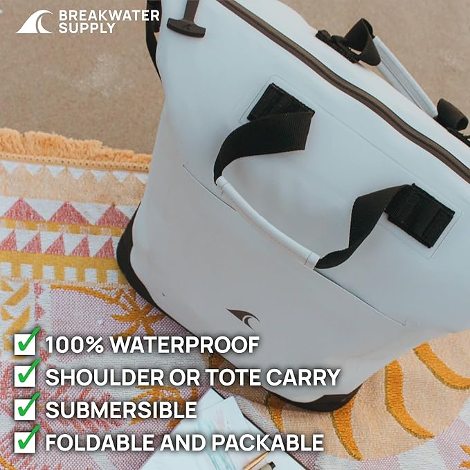 Breakwater Supply™ Waterproof Utility Tote Travel Bag with Shoulder Strap & Zipper | IP68 Ocean-Grade | Sandproof | Riverton