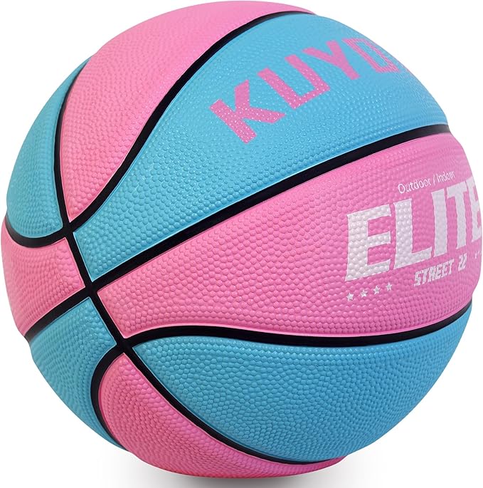 KUYOTQ Kids Toddler Youth Adult Size 3/4/5/6/7 Basketball 22/25.5/27.5/28.5/29.5" Thickened Rubber or Faux Leather Basketball for Boys Girls (Deflated)