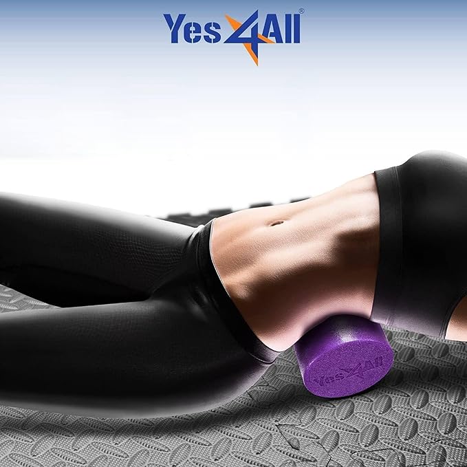 Yes4All Medium Firm Round PE Foam Roller 12, 18, 24, 36 Inches for Pilates, Yoga, Stretching, Balance & Core Exercises