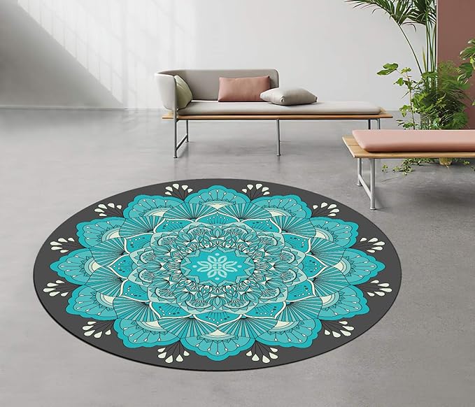 Pilates Mat Round Oversize Yoga Mat Suede Rubber Non-Slip Dia 140cm Exercise Mat Meditation Mat Workout Mat for Home Outdoor