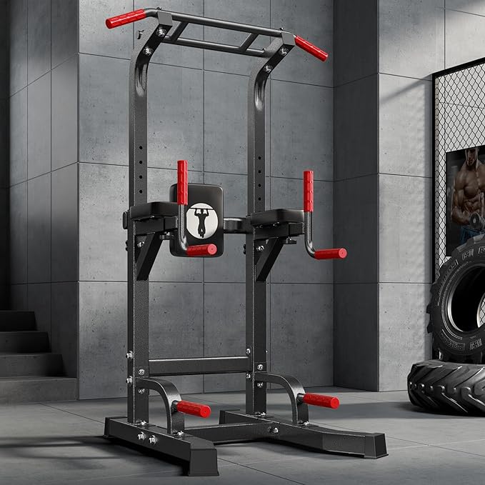 SogesHome Adjustable Pull Up Bar & Dip Station, Heavy Duty 500LB Capacity Multifunctional Home Gym Fitness Equipment for Strength Training, Push Up Stand for Arm, Back, Core & Full Body Workout