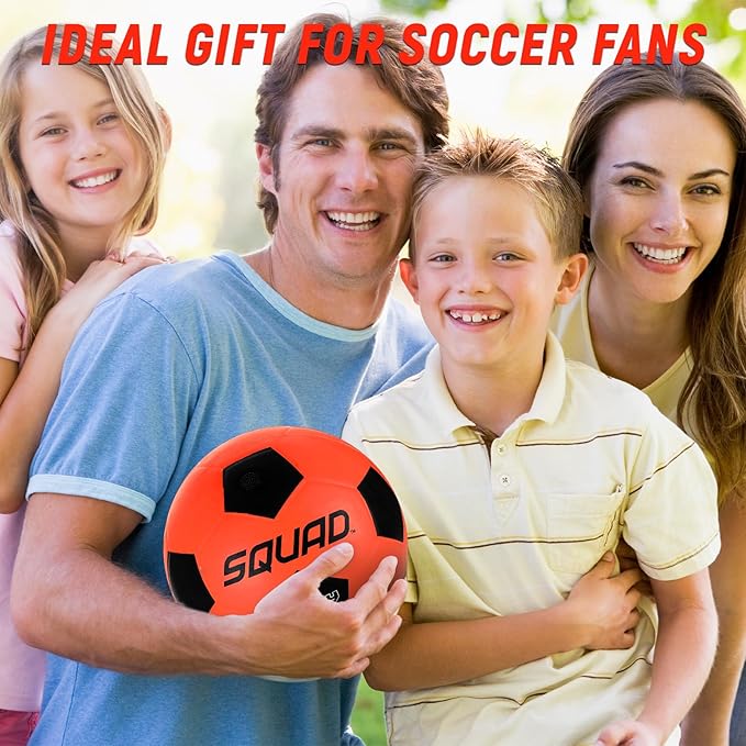 SQUAD Glow in The Dark Soccer Ball, Light Up LED Soccer Ball with 2 Lights and Pre-Installed Batteries, Official Size 5 for Teen Boys and Girls 8-14, Outside Toys for Kids