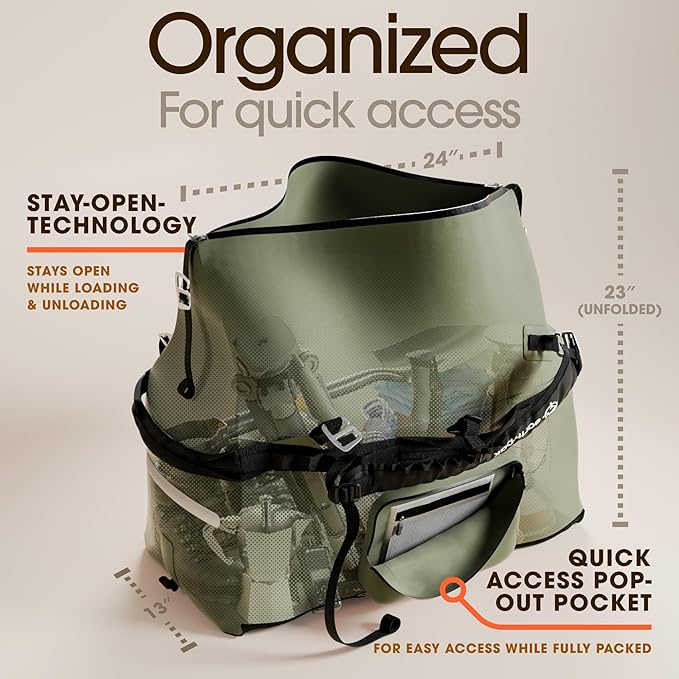 Earth Pak Waterproof Duffel Bag - Large Dry Bag, 1680D TPU, Heavy Duty, Camping & Marine Dry Bag, 8x8 Popout Pocket