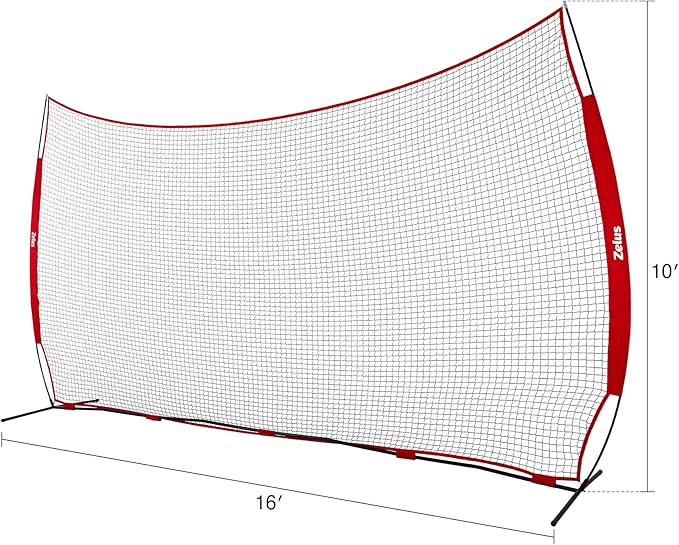 12x9ft / 16x10ft Barricade Backstop Net, Ball Sports Barrier, Practice Net for Baseball, Softball, Lacrosse, Soccer, Basketball and More