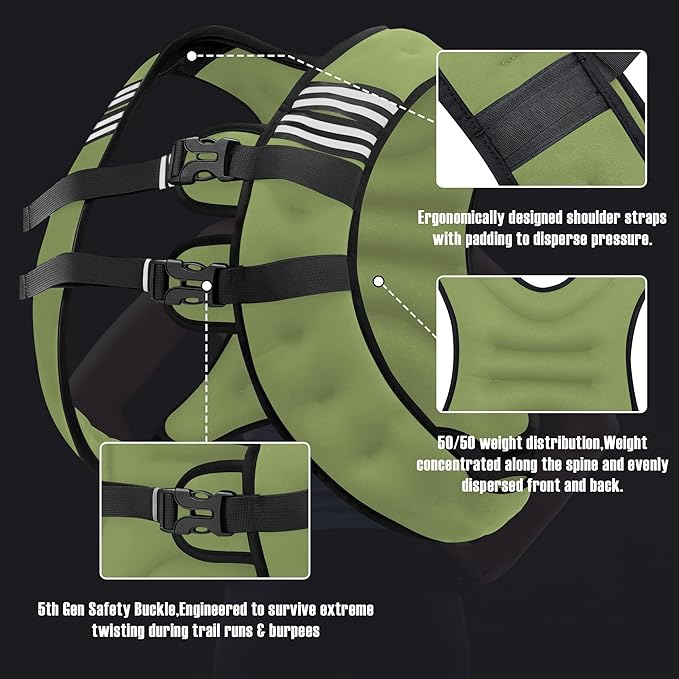 Weighted Vest Men or Women - 5/10/15/20/25/30lbs Weights with Reflective Stripe, Weighted Vest for Workout Equipment for Strength Training Running - Walking Weight Loss