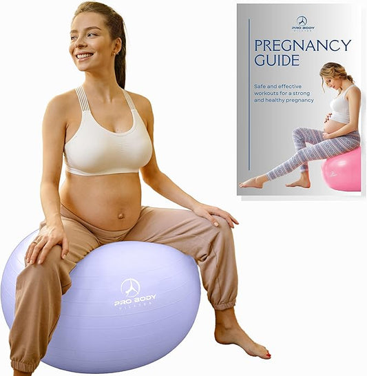 ProBody Pilates Pregnancy Ball - Yoga Ball for Pregnancy with Book, Prenatal, Labor & Postnatal Maternity Exercise