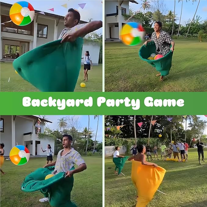 Granny Pants Outdoor Game, 4Pcs Granny Pants Yard Game for Adults and Kids, Giant Outdoor Games with 4 Oversized Pants & 12 Bouncy Balls, Family Reunion Party Field Game Set