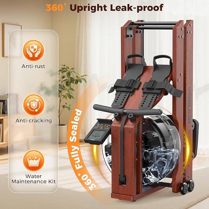 YOSUDA Water Rowing Machines for Home Use- Foldable Rower Machine 400LBS Weight Capacity with Dedicated Monitor & Bluetooth APP, Comfortable Seat