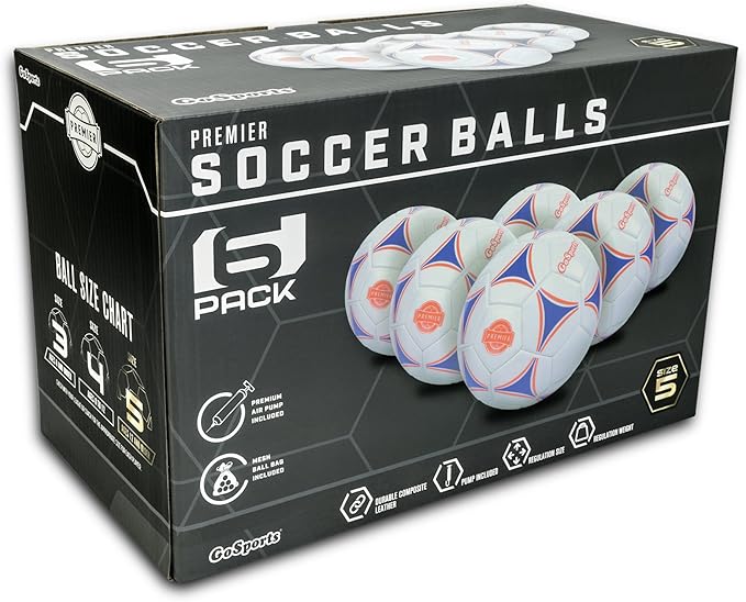 GoSports Premier Soccer Ball with Premium Pump 6 Pack, Size 5