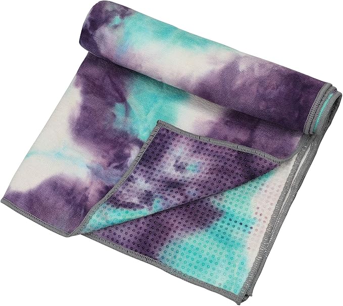 Yoga Towels , Non Slip Hot Yoga Towel Skidless Waffle Texture, 100% Absorbent Odorless Microfiber Yoga Blanket, Standard Sized 24 inchx72 inch Mat Towel,for Hot Yoga, Bikram, Pilates (Green & Pink)