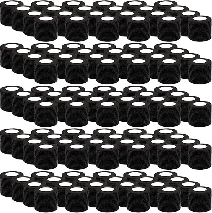 BQTQ 120 Rolls Self Adhesive 2 Inch Black Self Adherent Wrap Tape Sticky Bandage Athletic Wrap for Sports & Vet Wrist & Ankle Sprains