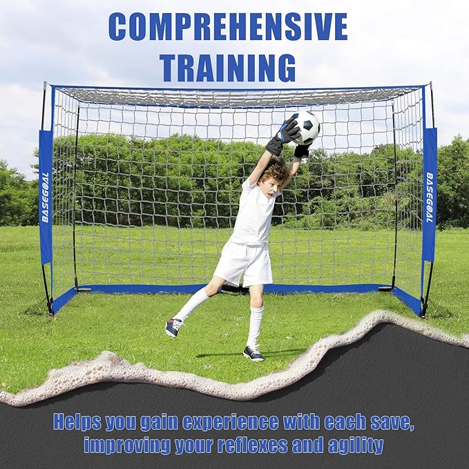 Soccer Goal,Soccer Net,Soccer Goals for Backyard,with Bow Frame,Collapsible Metal Base and Agility Ladder