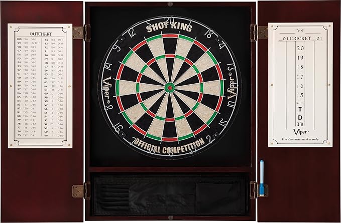 Viper by GLD Products Metropolitan Solid Wood Cabinet & Sisal/Bristle Dartboard Play-Ready Bundle