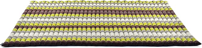 Leewadee - Foldable Floor Mattress - Japanese Roll Up Futon -Trifold Tatami Mat- Guest Floor Bed - Camping Mattress - Thai Massage Mat, Kapok Filled, 75 x 57 inches, Brown Green