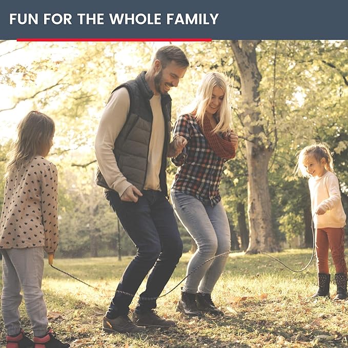 16 FT Long Jump Rope for Kids, Multiplayer, Adjustable | Classic Look Wooden Handle | Durable Kids Jumping Rope, Skipping Rope, Outdoor Fun, Party Game, Birthday Gift