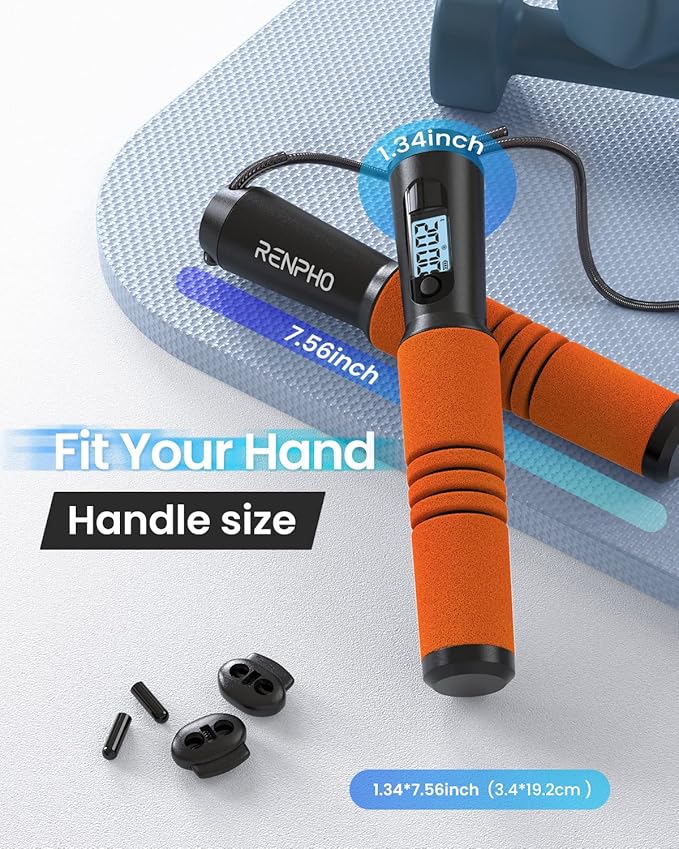 RENPHO Smart Jump Rope - APP Data Storage & Tracking & Analysis, Tangle-Free Jumping Rope for Men, Women, Skipping Rope with Counter, Adjustable workout Jump Ropes for Crossfit, Gym, MMA