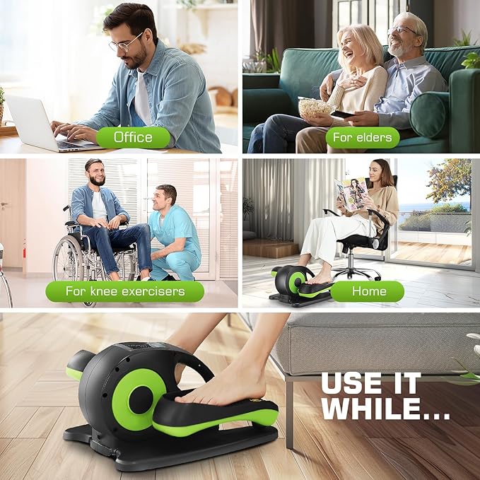 ANCHEER Under Desk Elliptical, Electric Ellipse Leg Exerciser While Sitting for Seniors Adults, Quiet Portable Motorized Seated Foot Pedal Exerciser with Remote Control for Home Office Use