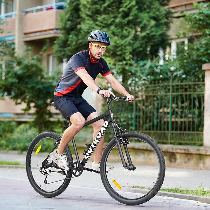 Hardtail Mountian Bikes with 7/21 Speeds Drivetrain, 26 Inch Wheel Mountian Bicycles with Front Suspension, Widened Frame Commuting Bikes with V/Dual Disc Brake