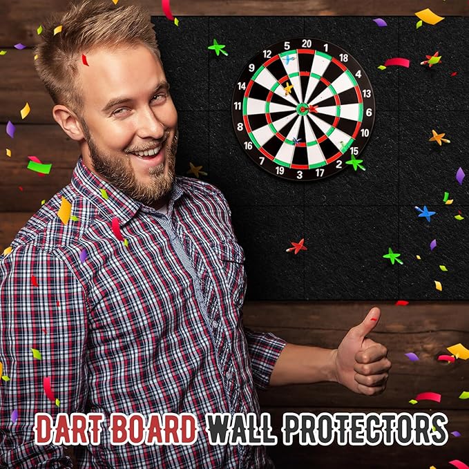 Extended Length Dart Board Surround Wall Protectors Fit 17.75'' and 18'' Dartboard Dart Backboard Felt Wall with Removable Adhesive Tabs