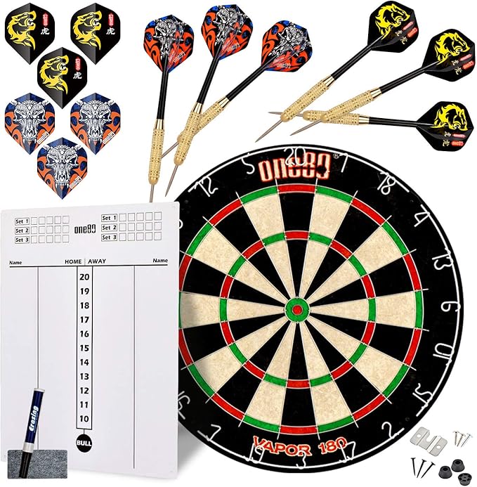 Vapor 180 Bristle Dartboard Staple Free Bullseye Steeltip Darts Extra Flights
