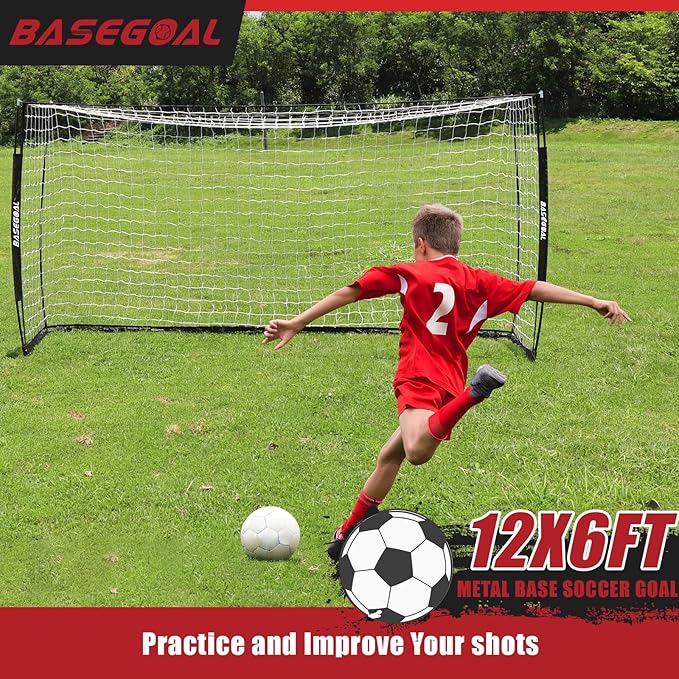 Soccer Goal,Soccer Net,Soccer Goals for Backyard,with Bow Frame,Collapsible Metal Base and Agility Ladder