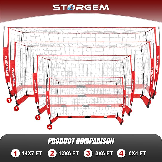 Storgem Soccer Goal,Soccer Net,Soccer Goals for Backyard,with Bow Frame,Collapsible Metal Base and 15 Training Cones