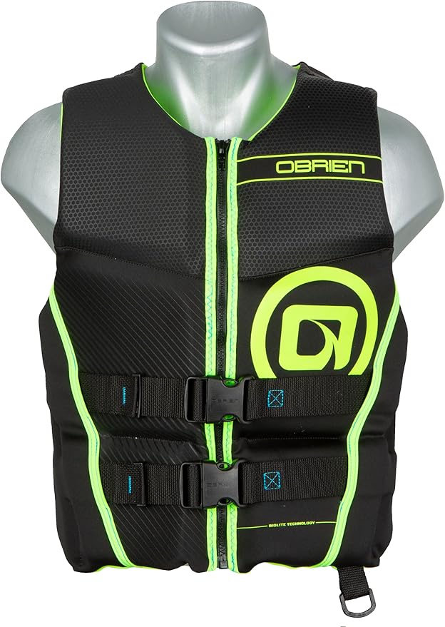 O'Brien Flex V-Back Life Jacket – Coast Guard Approved Adult Life Vest with Flex Fit Design, Lightweight Foam & Front Zip Closure for Watersports, Boating, and Jet Skiing