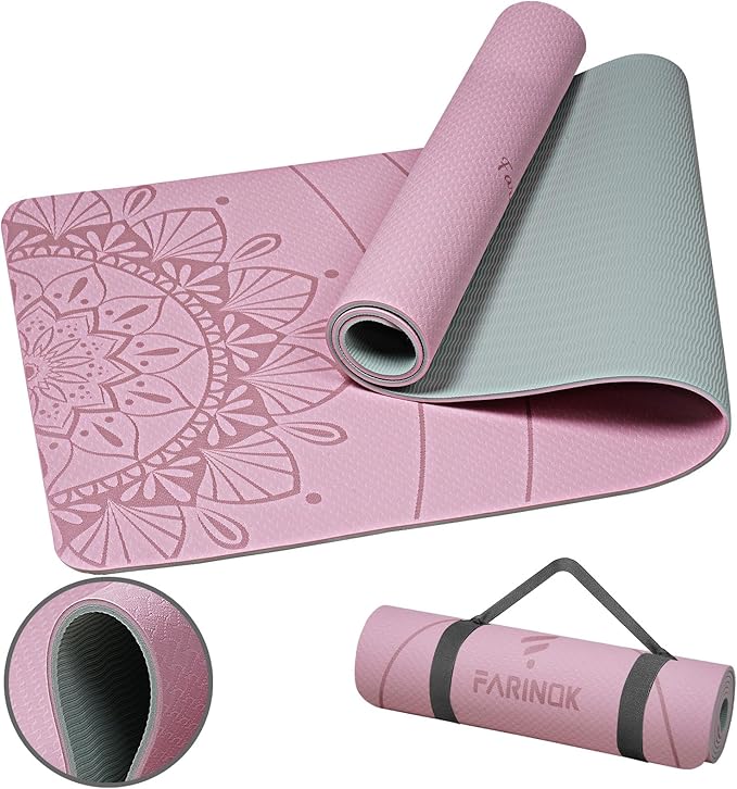 Yoga Mat Extra Thick 9MM, High Density Exercise Mats Non Slip for Home Workout, Pilates Mat with Strap for Women Men, Eco Friendly Mat Thick (9MM-NAVY-BLUE)
