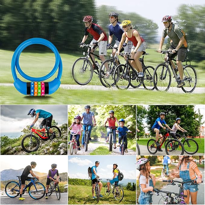 Bike Lock Cable, Bicycle Cable Lock with 4 Digit Combination, Resettable Combination Kids Bike Cable Lock, 2 Feet x ∅1/2 Inch (Orange)