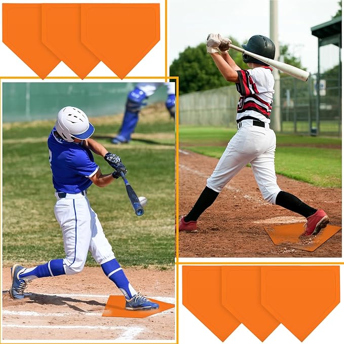 Wettarn 6/12 Pcs Bulk Home Plate Baseball Softball Rubber Portable Throw Down Home Plate for Gym Teachers, Skill Camp Instructors, Backyard Batting or Pitching Practice Training